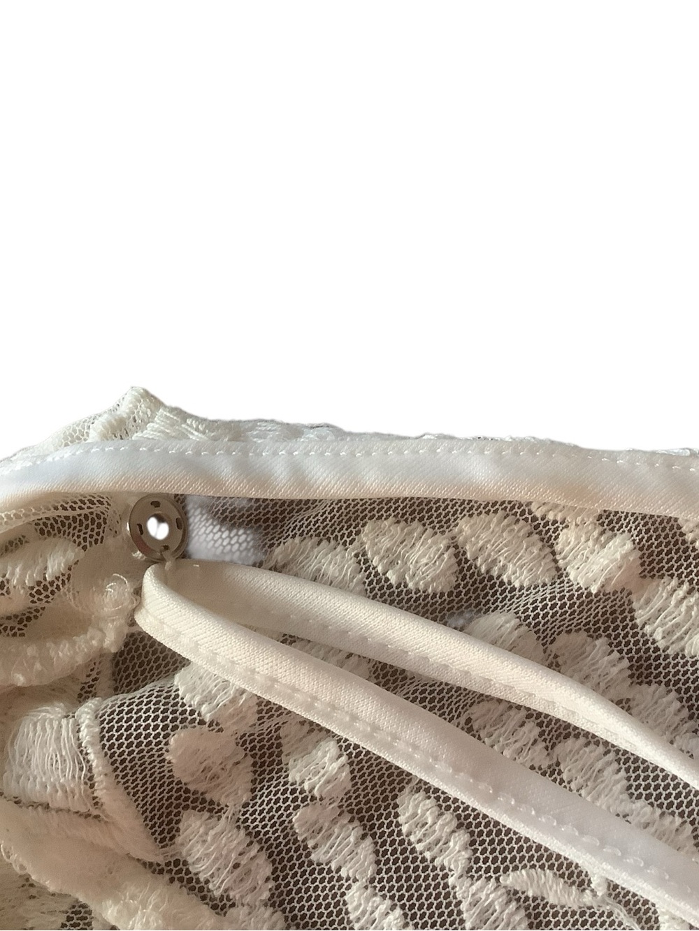 Ecole White Embroidered Lace Dress Attached Slip Boho Size Medium - Picture 10 of 11
